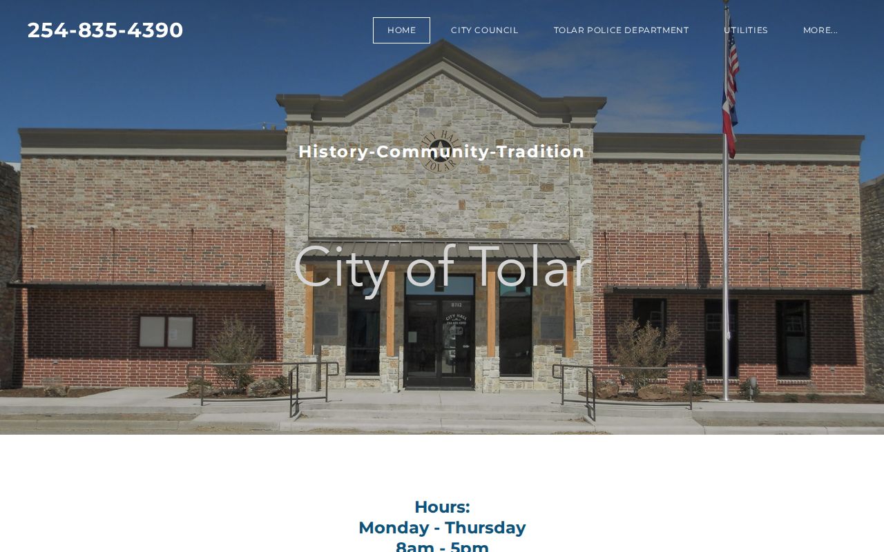 Tolar City Hall contact information for municipal court questions